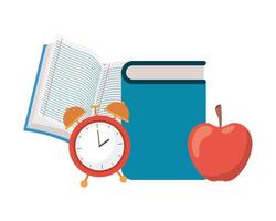 Stack of books with apple fruit icon vector