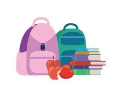 School handbag with notebooks on white background vector