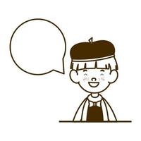 Silhouette of student boy smiling with speech bubble vector