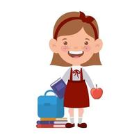 Student girl with school supplies on white background vector