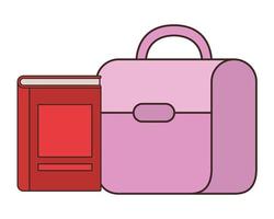 School handbag with notebooks on white background vector