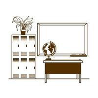 Silhouette of chalkboard of school in classroom vector