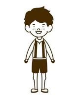 Silhouette of student boy standing on white background vector