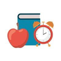 School book with alarm clock icon vector