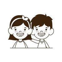 Silhouette of couple baby smiling on white background vector