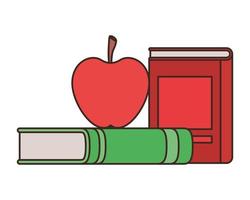 Stack of books with apple fruit icon vector