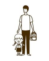 Father with daughter of back to school vector