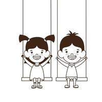 Couple babies on swing smiling vector