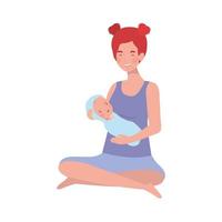 mujer con un bebé recién nacido en sus brazos vector