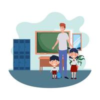 Man with children of back to school vector