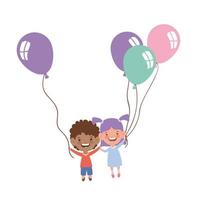 Couple baby smiling with helium balloon in hand vector