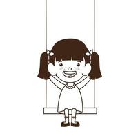 Silhouette of baby girl in swing smiling vector