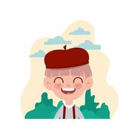 Student boy smiling with landscape background vector