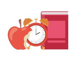 School book with alarm clock icon vector