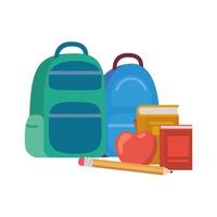 School handbag with notebooks on white background vector