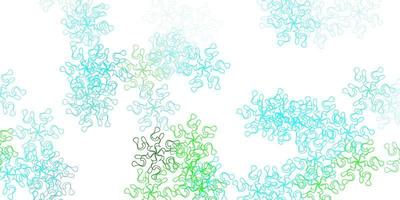 Light blue, green doodle pattern with flowers. vector