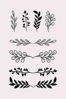 Dividers leaves ornaments black design vector