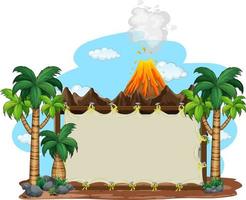 Blank banner on prehistoric scene background vector