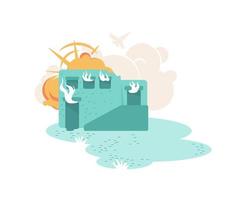 Building ruin in flame vector