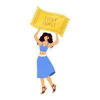 Lady with lucky ticket vector