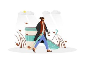 Man in coat going for walk vector