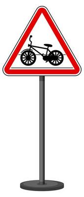 Cycle crossing sign with stand isolated on white background