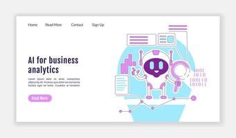 AI for business analytics landing page vector