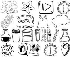 Set of item and symbol hand drawn doodle vector