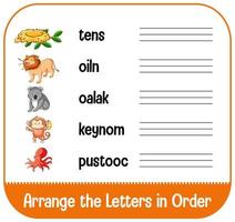 Arrange the letters in order with pictures vector