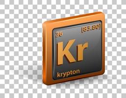 Krypton chemical element. Chemical symbol with atomic number and atomic mass. vector