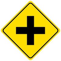 Warning sign for an uncontrolled crossroad on white background vector