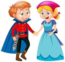 Prince and maid cartoon character isolated on white background vector