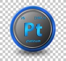 Platinum chemical element. Chemical symbol with atomic number and atomic mass. vector