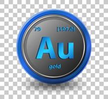 Gold chemical element. Chemical symbol with atomic number and atomic mass. vector