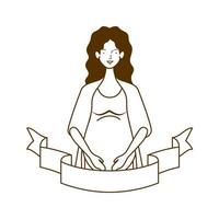 silueta de mujer embarazada con cinta decorativa vector
