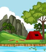 Tent in the park background scene vector