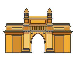 edificación de puerta de enlace de india icono aislado vector