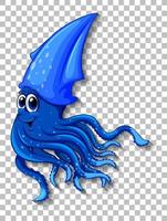 Cute Squid cartoon character on transparent background vector