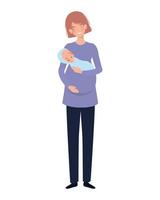 Woman with a newborn baby in her arms vector