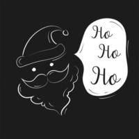 Merry Christmas lettering design and Santa outline vector