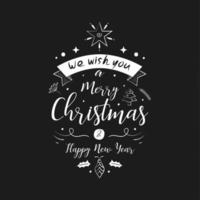 Merry Christmas lettering design and decorations vector