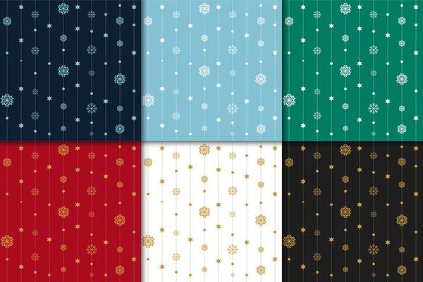 Winter holiday patterns with snowflakes