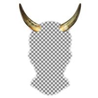 Comic bull horns on human head silhouette vector