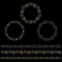 Silver and gold celebration circle frames and border patterns vector