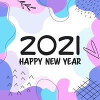 Happy new year 2021 abstract shape design vector