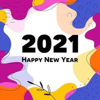 Happy new year 2021 abstract shape design vector