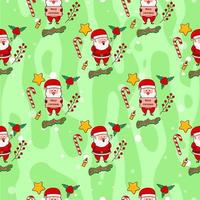 Seamless pattern with cute Santa and elements vector