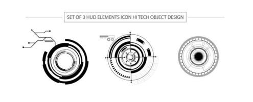 conjunto abstracto de 3 elementos hud, diseño de alta tecnología vector