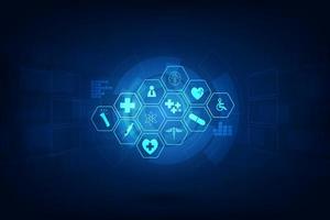 Medical icons on abstract tech background vector