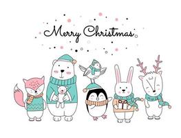 Christmas design with cute animals vector